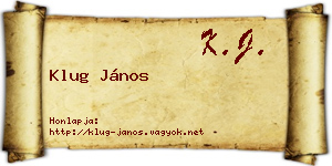 Klug János névjegykártya